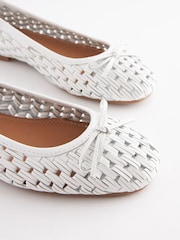 White Forever Comfort® Leather Weave Ballerina Shoes - Image 5 of 7