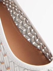 White Forever Comfort® Leather Weave Ballerina Shoes - Image 7 of 7