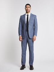 Jacamo Light Blue Textured Relaxed Fit Suit: Jacket - Image 1 of 4
