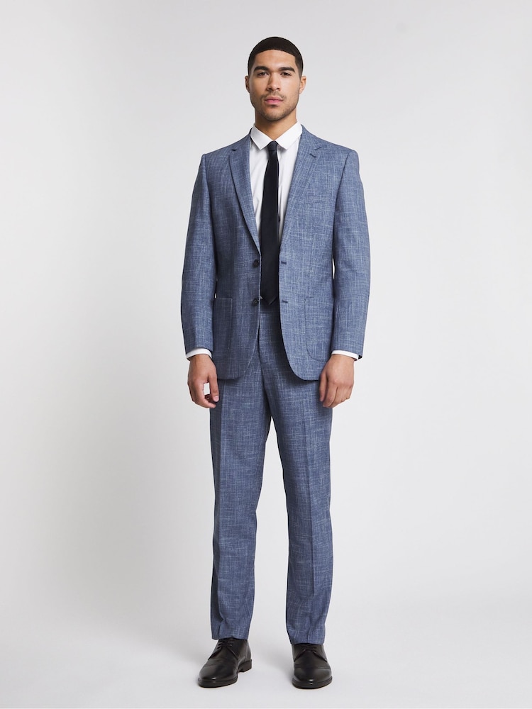 Jacamo Light Blue Textured Relaxed Fit Suit: Jacket - Image 1 of 4