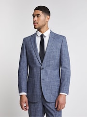 Jacamo Light Blue Textured Relaxed Fit Suit: Jacket - Image 3 of 4