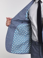 Jacamo Light Blue Textured Relaxed Fit Suit: Jacket - Image 4 of 4