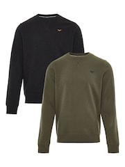 Threadbare Black/Khaki Crew Neck Sweatshirts 2 Packs - Image 7 of 7