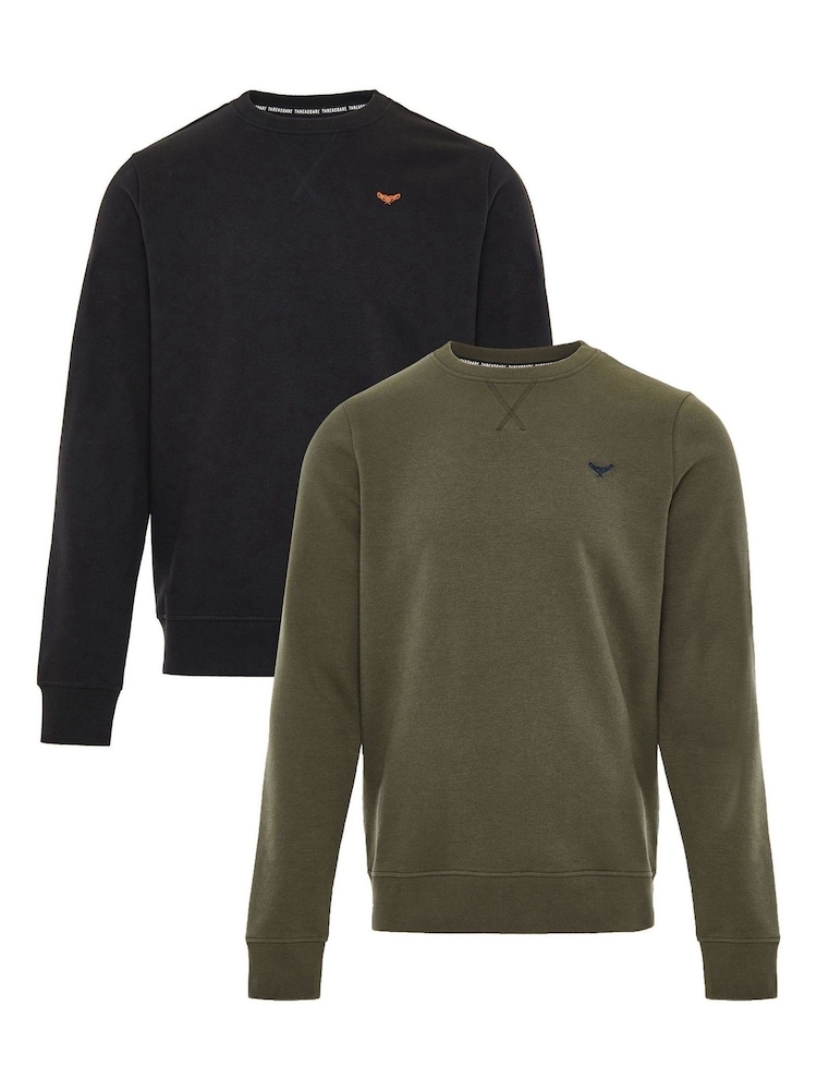 Threadbare Black/Khaki Crew Neck Sweatshirts 2 Packs - Image 7 of 7