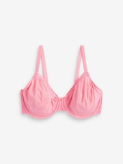 Pink DD+ Stripe Minimising Non Pad Full Cup Bra - Image 3 of 3