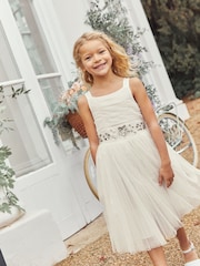 Vintage Ivory Cream Embellished Tulle Bridesmaid Dress (3-16yrs) - Image 1 of 7