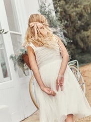 Vintage Ivory Cream Embellished Tulle Bridesmaid Dress (3-16yrs) - Image 2 of 7