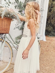 Vintage Ivory Cream Embellished Tulle Bridesmaid Dress (3-16yrs) - Image 3 of 7