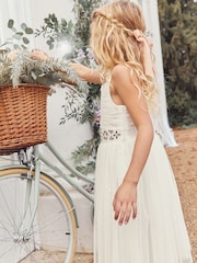 Vintage Ivory Cream Embellished Tulle Bridesmaid Dress (3-16yrs) - Image 4 of 7