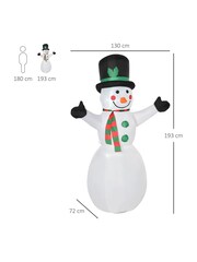 Homcom White Outdoor 6.5ft Inflatable White Snowman Decoration - Image 5 of 5