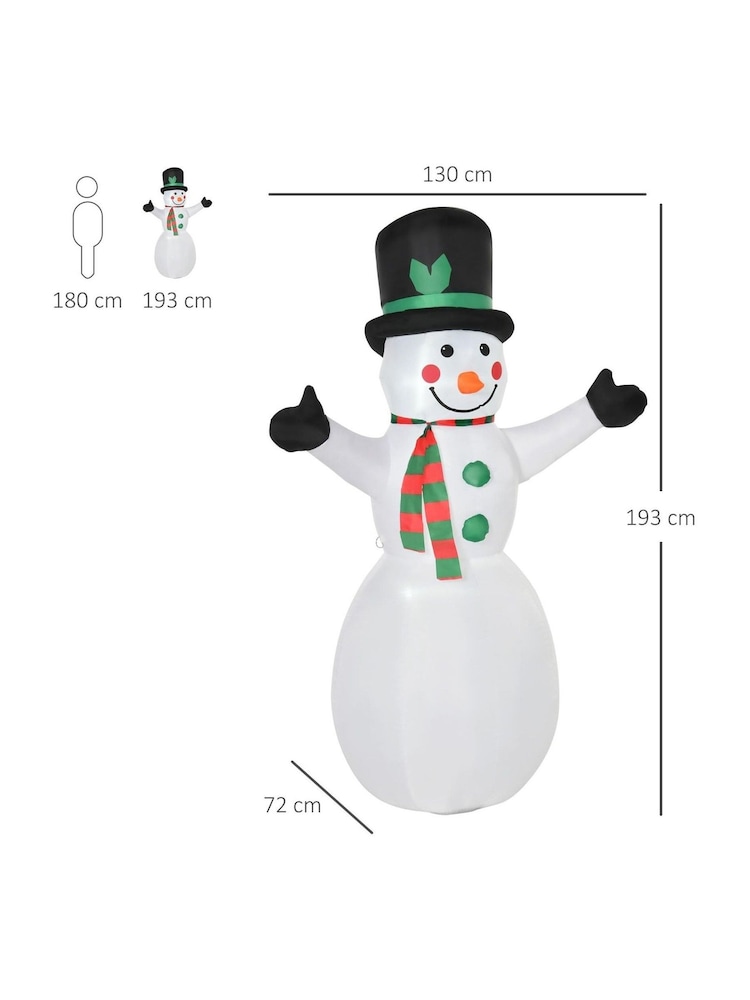 Homcom White Outdoor 6.5ft Inflatable White Snowman Decoration - Image 5 of 5
