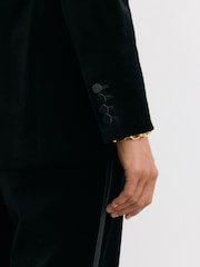 Reiss Black Wren Petite Velvet Double-Breasted Tuxedo Blazer - Image 6 of 9