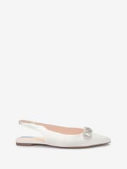 Ivory White Forever Comfort® Wedding Slingback Sparkly Bow Shoes - Image 4 of 8