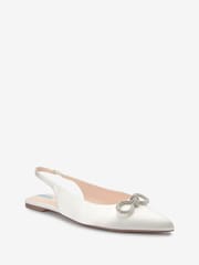 Ivory White Forever Comfort® Wedding Slingback Sparkly Bow Shoes - Image 5 of 8