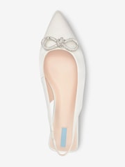 Ivory White Forever Comfort® Wedding Slingback Sparkly Bow Shoes - Image 6 of 8