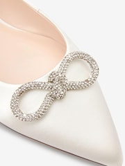 Ivory White Forever Comfort® Wedding Slingback Sparkly Bow Shoes - Image 8 of 8