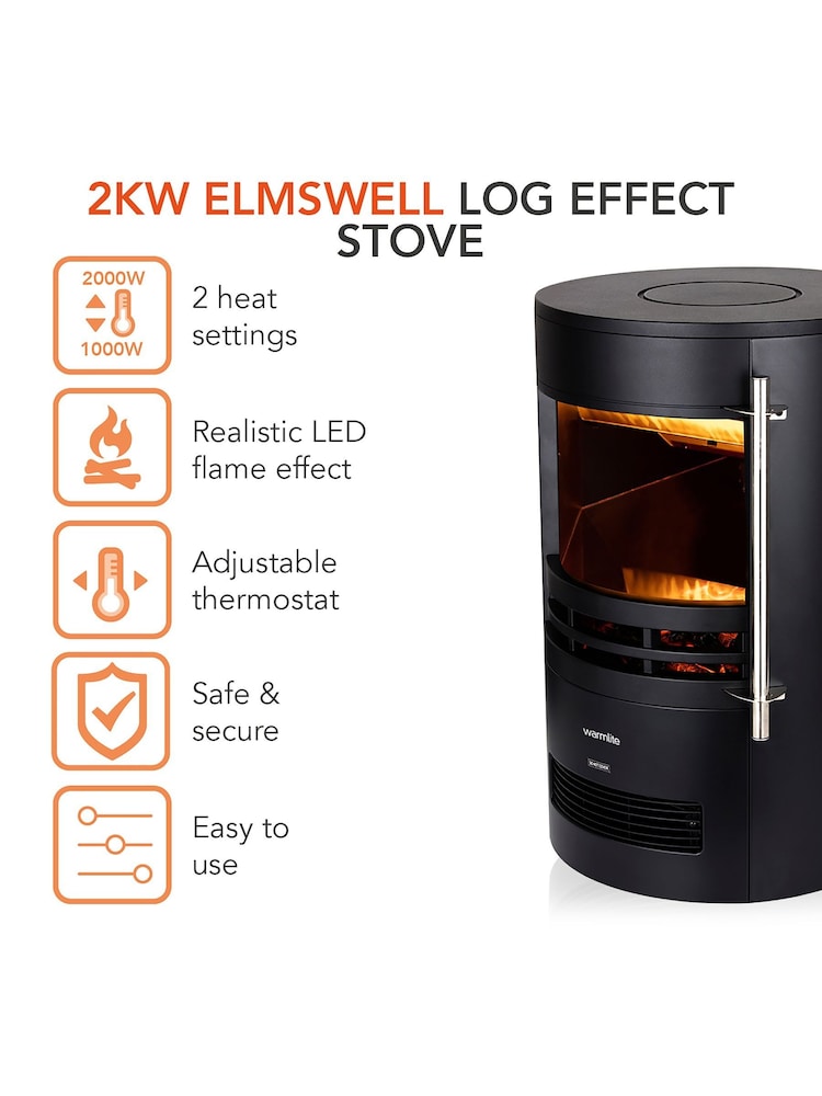 Warmlite Black Round Contemporary Stove - Image 1 of 7