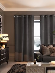 Grey Charcoal Matte Velvet Super Thermal Curtains - Image 1 of 6