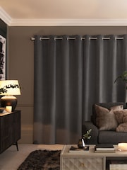 Grey Charcoal Matte Velvet Super Thermal Curtains - Image 2 of 6