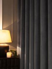 Grey Charcoal Matte Velvet Super Thermal Curtains - Image 5 of 6