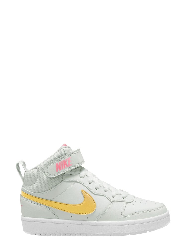 Белый/желтый - Nike подростковые кроссовки средней длины Nike Court Borough - Image 1 of 4
