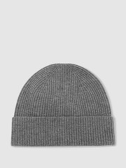 Gris medio - Reiss Chaise Merino Wool Rib-Knit Beanie - Imagen 2 de 7