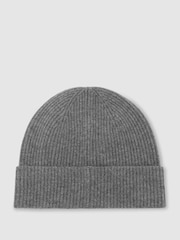 Gris medio - Reiss Chaise Merino Wool Rib-Knit Beanie - Imagen 3 de 7