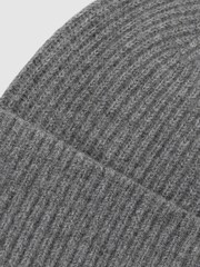 Gris medio - Reiss Chaise Merino Wool Rib-Knit Beanie - Imagen 7 de 7
