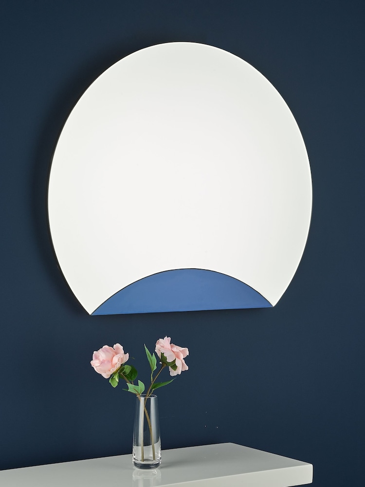 Dar Lighting Blue/Silver Slice Round Panel Mirror - Image 1 of 4