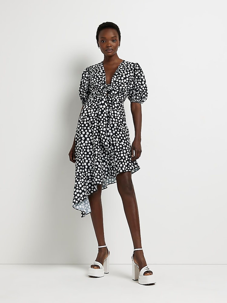 Черное платье миди с запахом River Island - Изображение 1 из 5