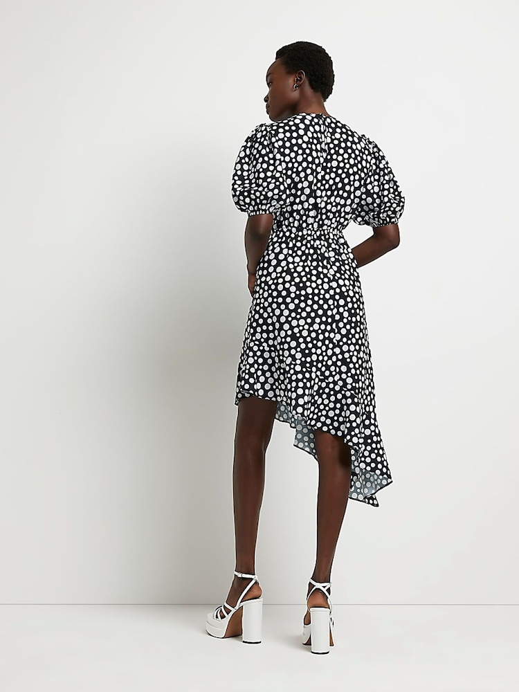 Черное платье миди с запахом River Island - Изображение 2 из 5