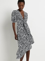 Черное платье миди с запахом River Island - Изображение 3 из 5