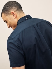 Barbour® Navy Blue Oxtown Classic Short Sleeve Oxford 100% Cotton Shirt - Image 4 of 6