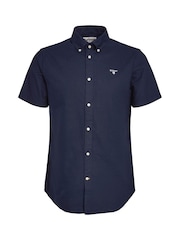 Barbour® Navy Blue Oxtown Classic Short Sleeve Oxford 100% Cotton Shirt - Image 5 of 6