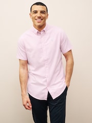 Barbour® Pink Oxtown Classic Short Sleeve Oxford Cotton Shirt - Image 1 of 7