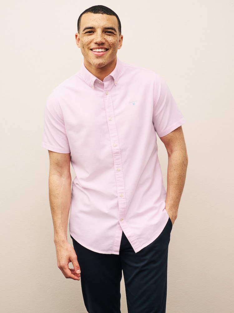 Barbour® Pink Oxtown Classic Short Sleeve Oxford Cotton Shirt - Image 1 of 7