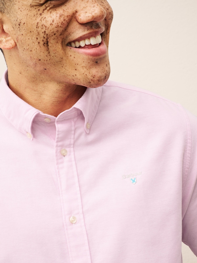 Barbour® Pink Oxtown Classic Short Sleeve Oxford Cotton Shirt - Image 4 of 7