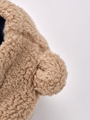 Frugi 100% Cotton Snuggle Fleece Brown Pramsuit All-In-One - Image 4 of 7