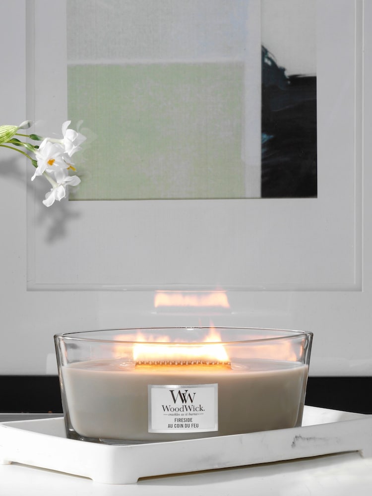 Woodwick Brown Ellipse Fireside Candle - Image 1 of 2