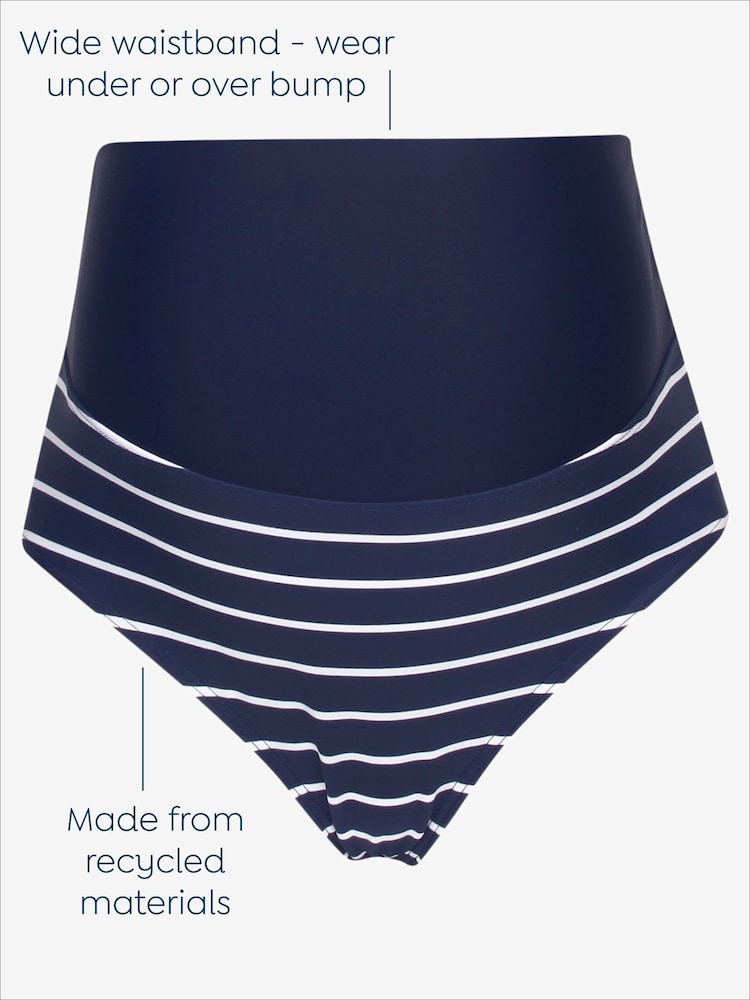 JoJo Maman Bébé Navy White Stripe Maternity Tankini Set - Image 4 of 4