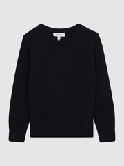 Reiss Navy Brookes Junior Stitch Interest Crew Neck Jumper - Image 2 of 6
