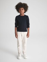 Reiss Navy Brookes Junior Stitch Interest Crew Neck Jumper - Image 3 of 6