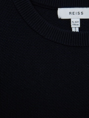 Reiss Navy Brookes Junior Stitch Interest Crew Neck Jumper - Image 6 of 6