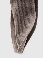 Reiss Taupe Brown Melange Arwel Wool-Blend Rib-Knit Scarf - Image 4 of 4