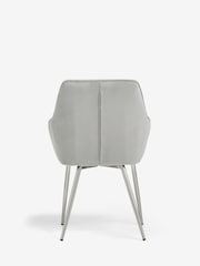 Set of 2 Soft Velvet Mid Grey Brushed Chrome Leg Hamilton Arm Dining Chairs - Image 5 of 8