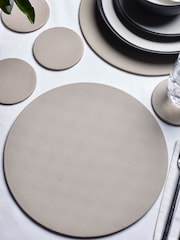 Set of 4 Natural Reversible Faux Leather Placemats and Coasters Set - Image 1 of 4
