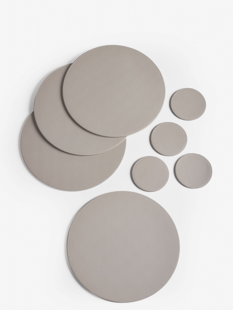 Set of 4 Natural Reversible Faux Leather Placemats and Coasters Set - Image 4 of 4