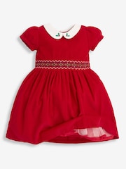 JoJo Maman Bébé Red Smocked Cord Party Dress - Image 2 of 4