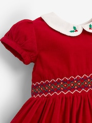 JoJo Maman Bébé Red Smocked Cord Party Dress - Image 3 of 4