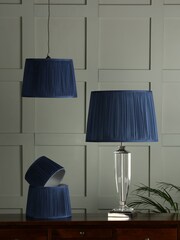 Laura Ashley Blue Hemsley Pleated Silk Empire Easyfit Lamp Shade - Image 2 of 5